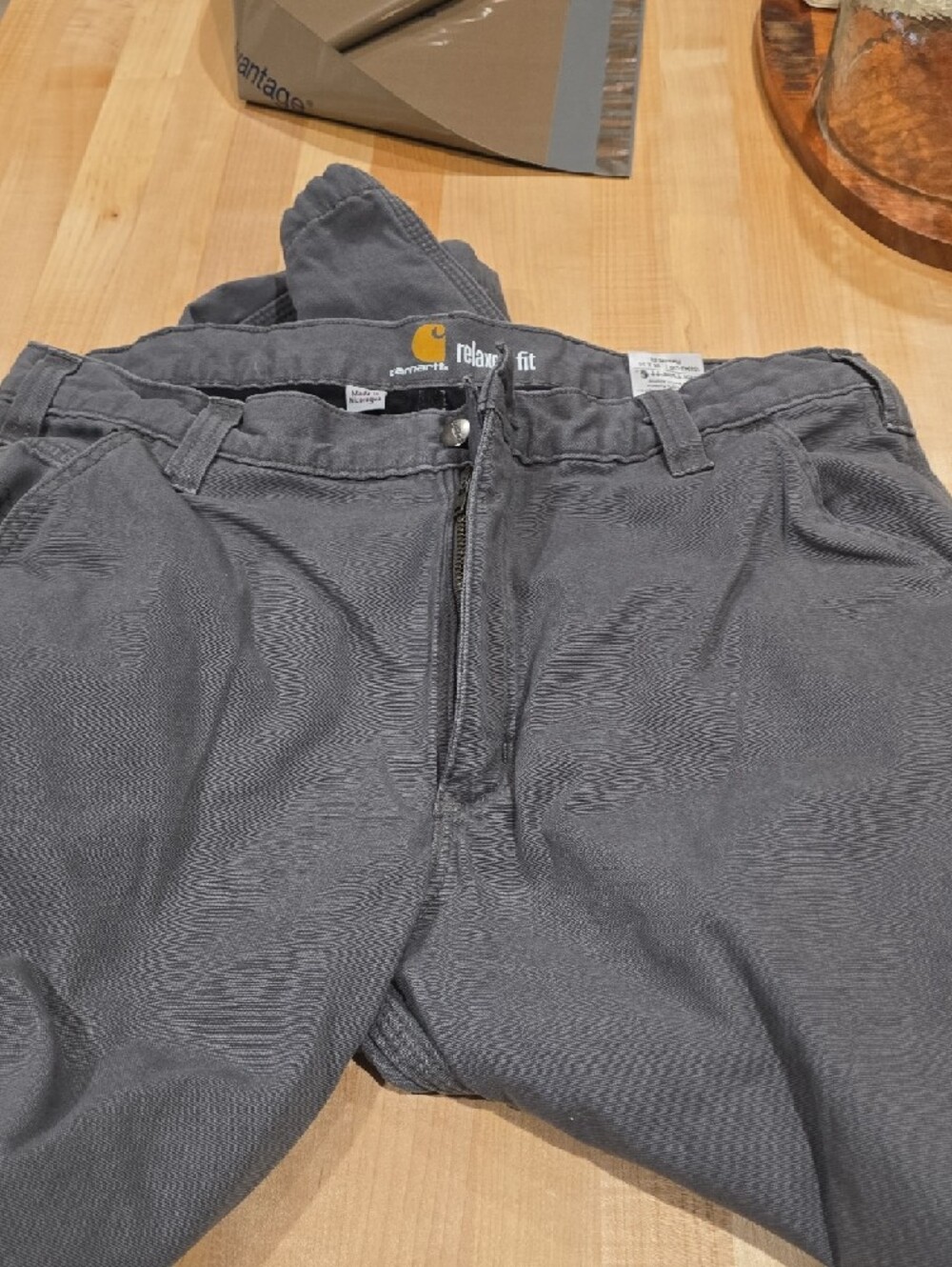 Fleece Lined Carhartt Gray Utility Pocket Work Pants 38x34 - Picture 2 of 5
